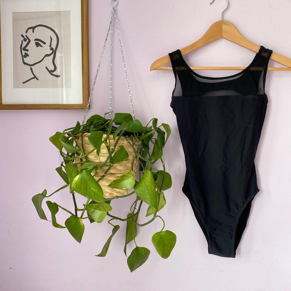 Black mesh leotard